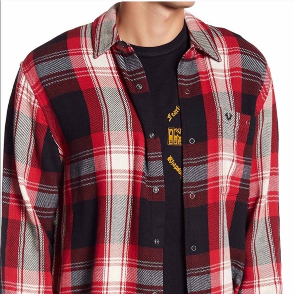 True Religion Red Plaid Flannel Shirt NWT - Picture 8 of 11